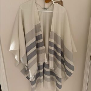 Banana Republic Cream Gray, Blue Striped Wrap